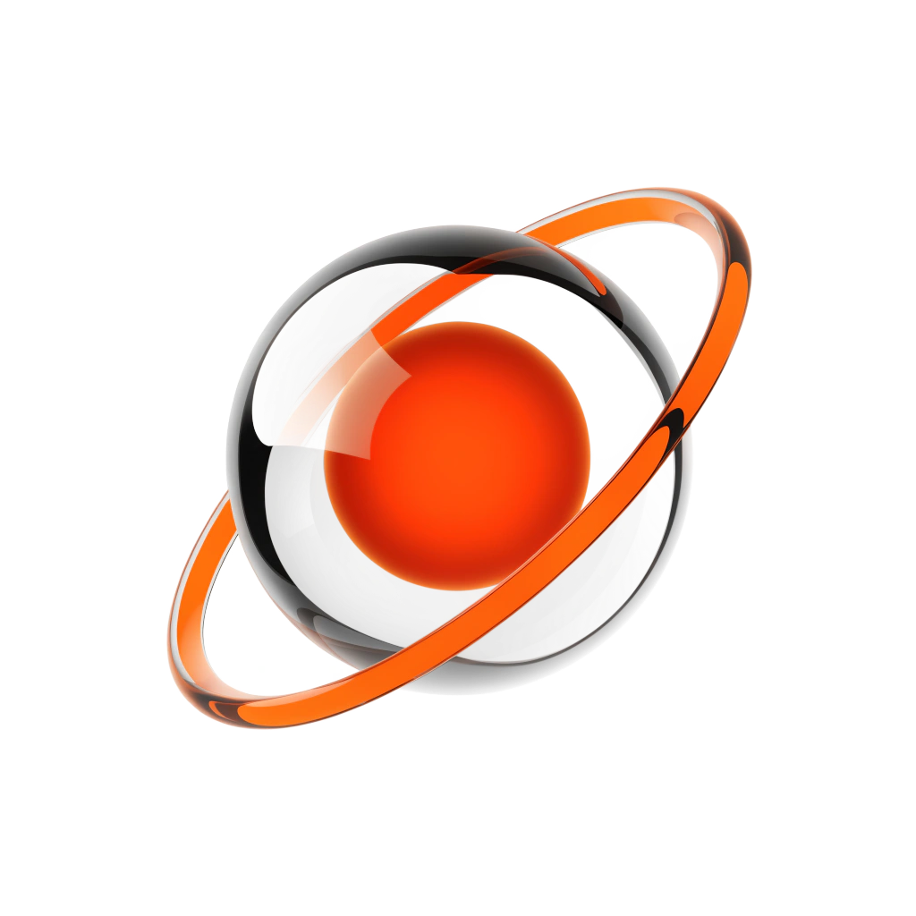 About Us Orange glass sphere