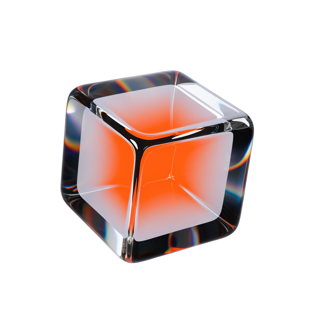 Orange glass cube